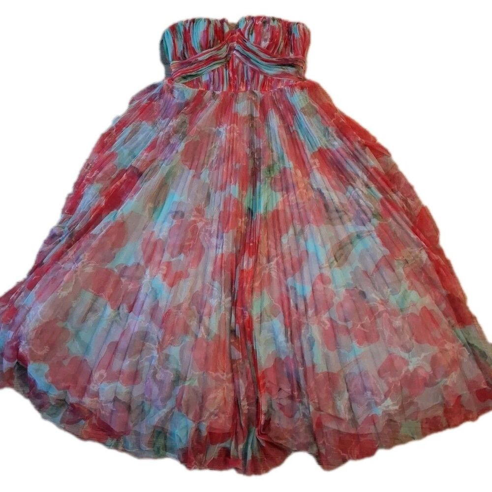 Hutch Women's Corene Strapless Floral Aline Midi Dress Strapless Tulle 10 NWT